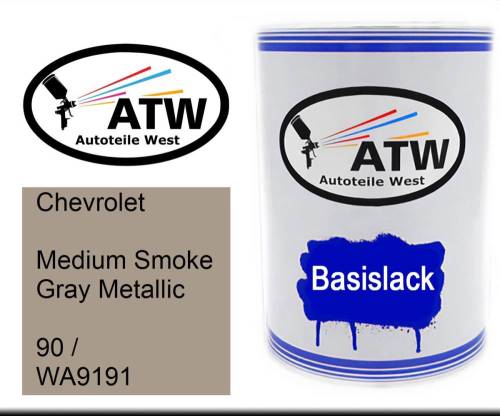 Chevrolet, Medium Smoke Gray Metallic, 90 / WA9191: 500ml Lackdose, von ATW Autoteile West.